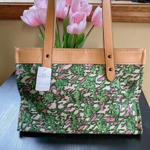 Coach Textile Print Washed Green Multi Canvas Tote